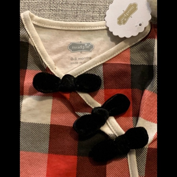 NWT 2pc Mud Pie Buffalo Plaid Gown & Hat Set - Picture 4 of 6